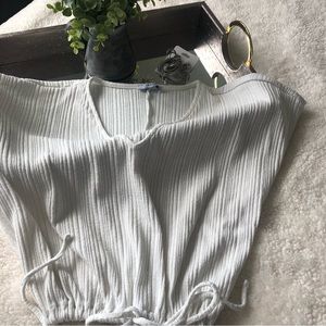 Zara Trafaluc White V-Neck Top SZ S